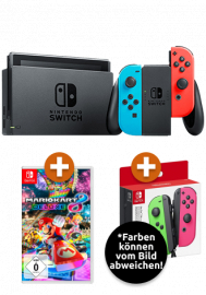 Nintendo Switch Konsole Rot Blau (neue Version) + Joy-Con 2er-Set + Mario Kart 8 Deluxe 