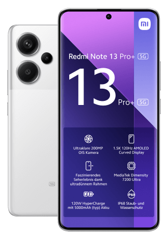Xiaomi Xiaomi Redmi Note 13 Pro + 5G Mondschein-Weiß 12 Gigabyte 512 Gigabyte Smartphone (512 GB Speicherplatz, 200 MP MP Kamera, Portable,Smart)