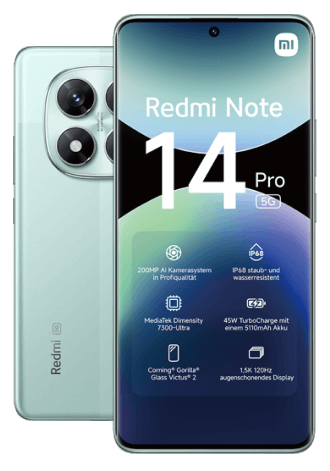 Xiaomi Redmi Note 14 Pro 5G 256 GB Coral Green