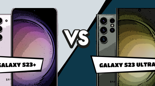 Samsung Galaxy S23+ vs. Galaxy S23 Ultra im Comic-Stil gegenübergestellt