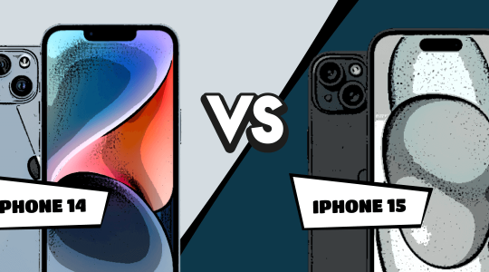 iPhone 15 vs. iPhone 14 im Comic-Stil gegenübergestellt