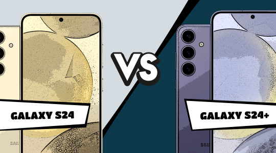 Samsung Galaxy S24 und Galaxy S24 Plus im Comic-Stil gegenübergestellt
