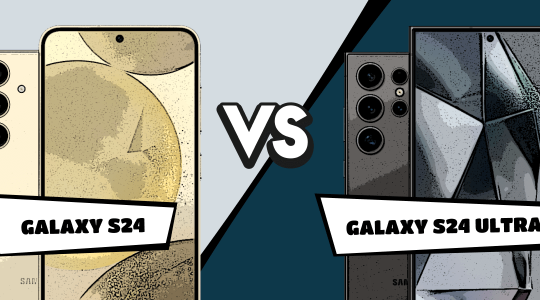 Samsung Galaxy S24 und Galaxy S24 Ultra im Comic-Stil gegenübergestellt