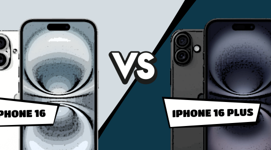 iPhone 16 vs. iPhone 16 Plus im Comic-Stil gegenübergestellt
