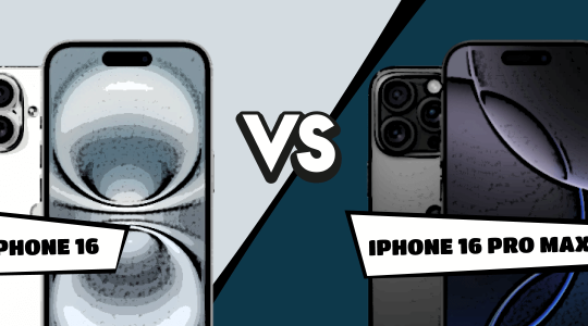 iPhone 16 vs. iPhone 16 Pro Max im Comic-Stil gegenübergestellt