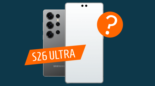 Mögliches Design des Samsung Galaxy S26 Ultra mit Fragezeichen