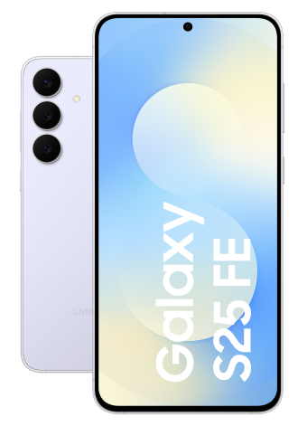 Samsung Galaxy S25 FE, Vor- und Rückseite in Hellblau