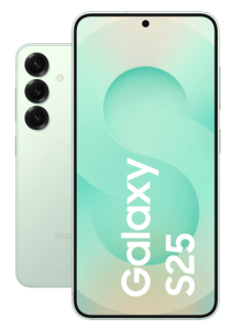 Samsung Galaxy S25 in Mint, Vorder- und Rückseite