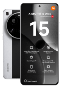 Vor- und Rückseite des Xiaomi 15 Ultra. Rechte Gerätehälfte ist schwarz, die linke silber.