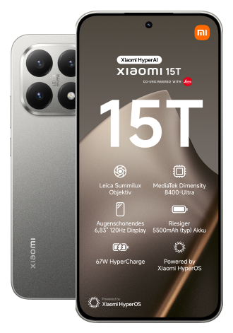 Xiaomi 15T von der Vorder- und Rückseite