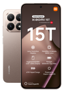 Vor- und Rückseite de Xiaomi 15T in rosé.