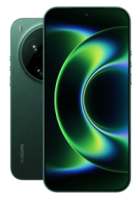 Vor- und Rückseite des Xiaomi 17 Ultra in der Farbe Starlit Grün