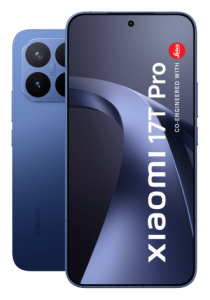 Vor- und Rückseite des Xiaomi 17T Pro in der Farbe Deep Blue.