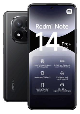 Vor- und Rückseite Xiaomi Redmi Note 14 Pro+
