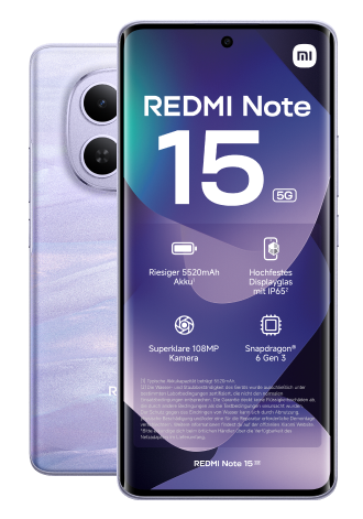 xiaomi redmi note 15 5g purple front back