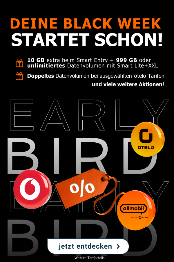 Deine Black Week startet schon  mit tollen Angeboten von Vodafone, otelo und allmobil!