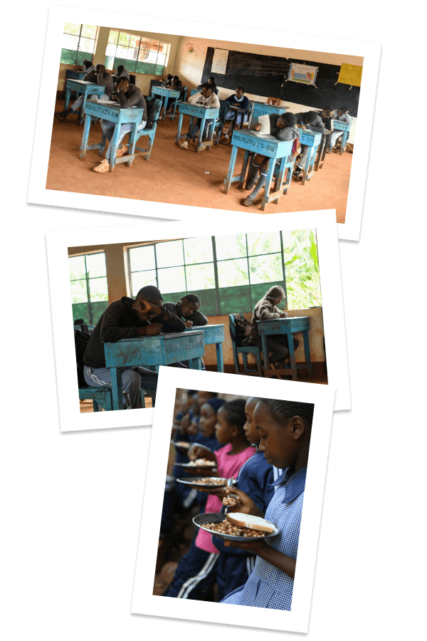 Bilder vom Unterricht und Mahlzeit