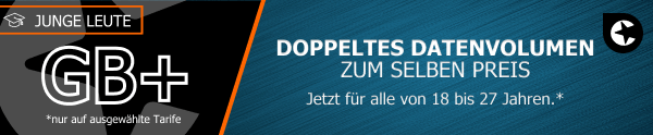 Doppeltes Datenvolumen für alle von 18 bis 27 Jahren, auf ausgewählte Tarife.