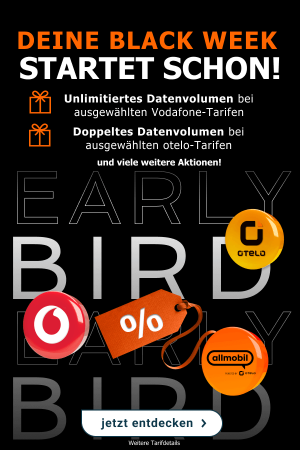 Deine Black Week startet schon  mit tollen Angeboten von Vodafone, otelo und allmobil!