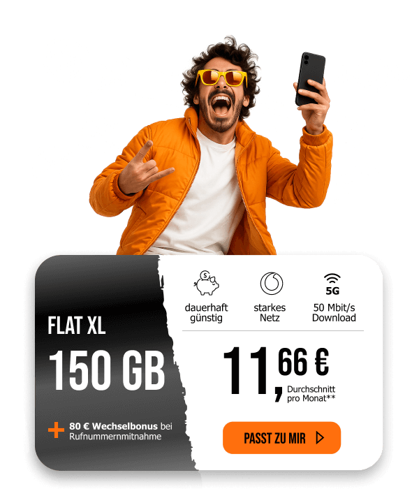 allmobil XL mit 150 GB Datenvolumen fr eff. 11,66 Euro im Monat.