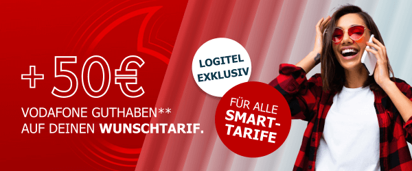 Exklusiv bei LogiTel: 50 Euro Vodafone Guthaben auf Vodafone Smart-Tarife.