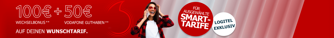 Exklusiv bei LogiTel: 50 � Vodafone Guthaben + 100� Wechselbonus auf ausgew�hlte Vodafone Smart-Tarife.