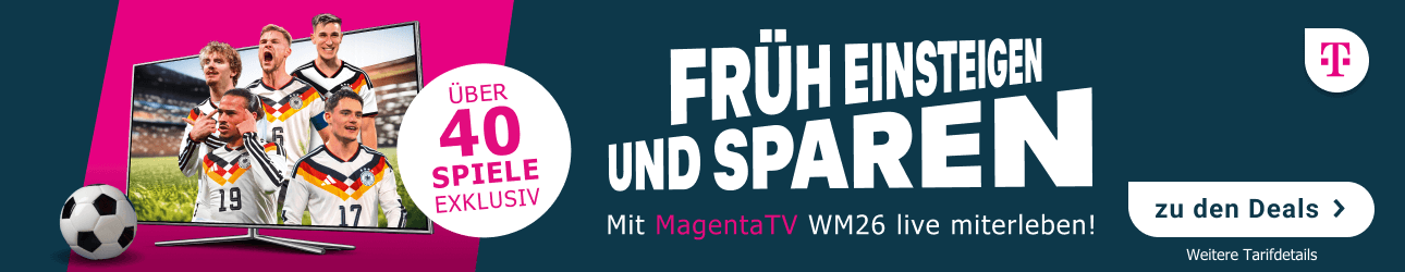 Alle Spiele der Fu�ball-Weltmeisterschaft sehen und kein Tor verpassen � mit MagentaTV Smart schon f�r durchschnittlich 4,21 � im Monat, inklusive 25 � LogiTel Cashback!  
