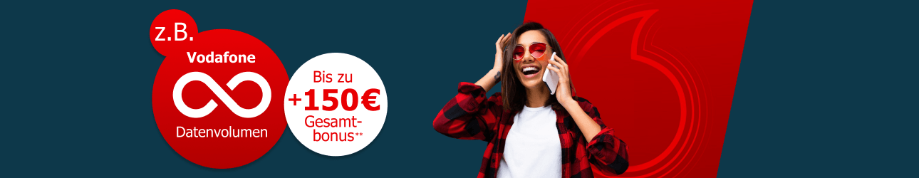 Exklusiv bei LogiTel: 50 � Vodafone Guthaben + 100� Wechselbonus auf ausgew�hlte Vodafone Smart-Tarife + unbegrenztes Datenvolumen.