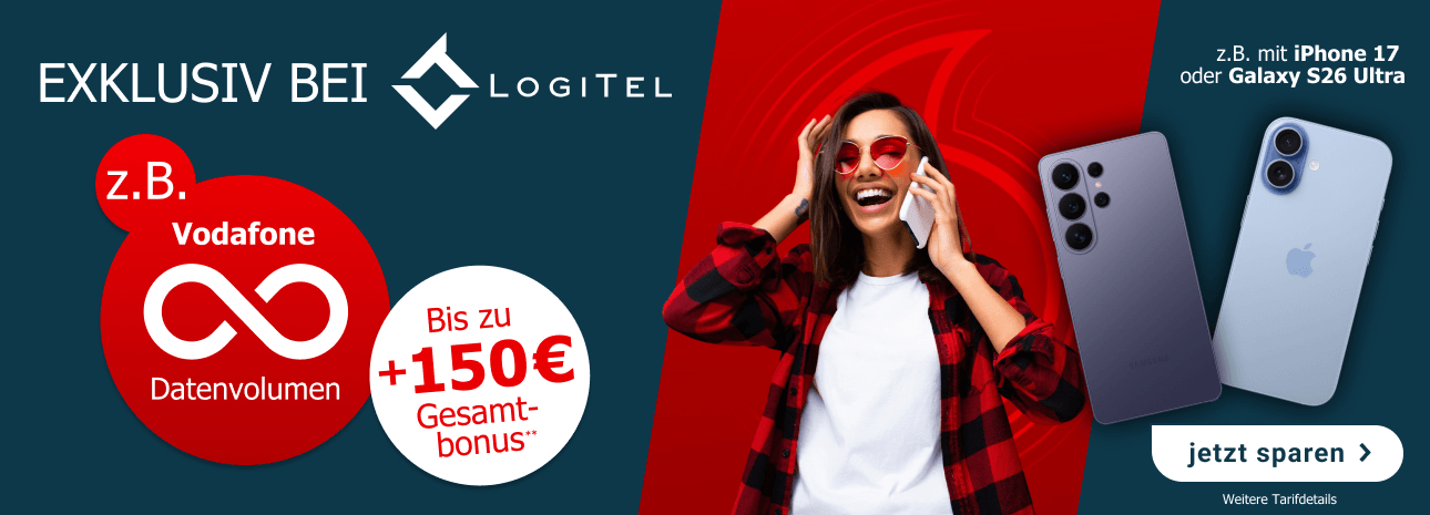 Jetzt unbegrenztem Datenvolumen und +150 � Gesamtbonus. Top Deals z.B. mit dem iPhone 17 oder Samsung Galaxy S26 Ultra.