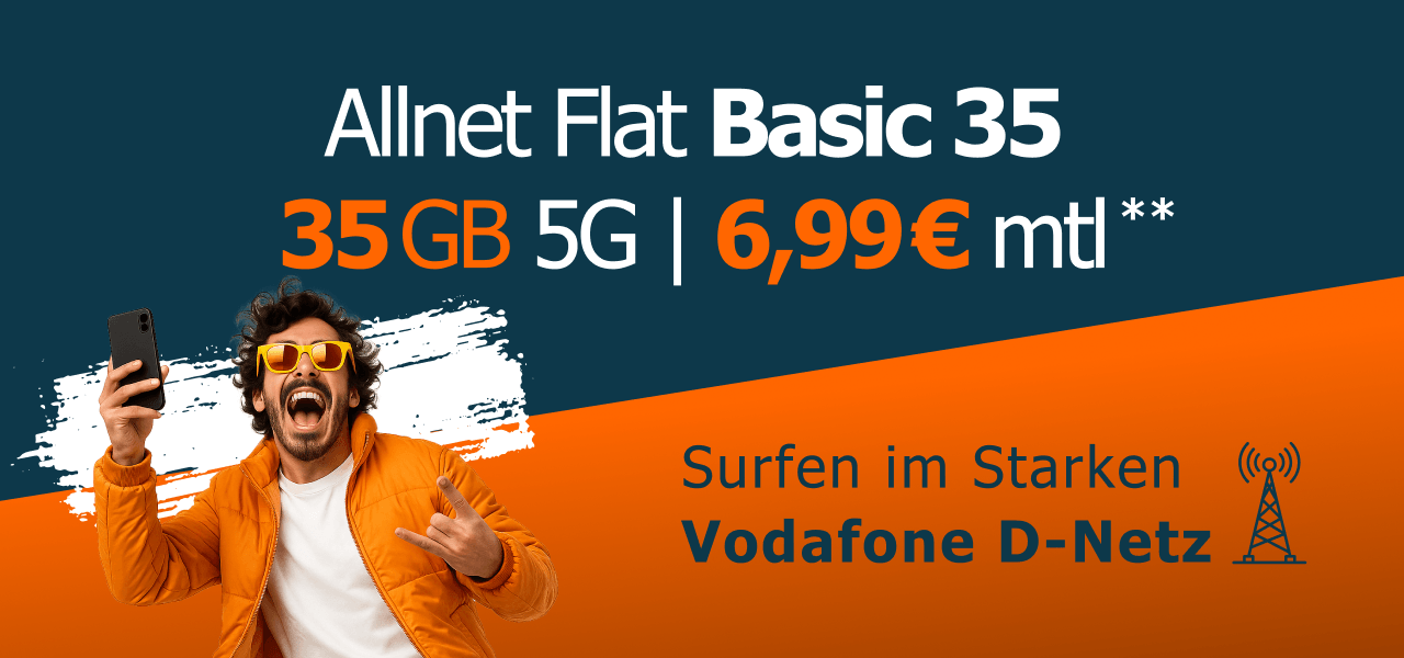 Allnet Flat Basic 35 GB - f�r 6,99 Euro im Monat