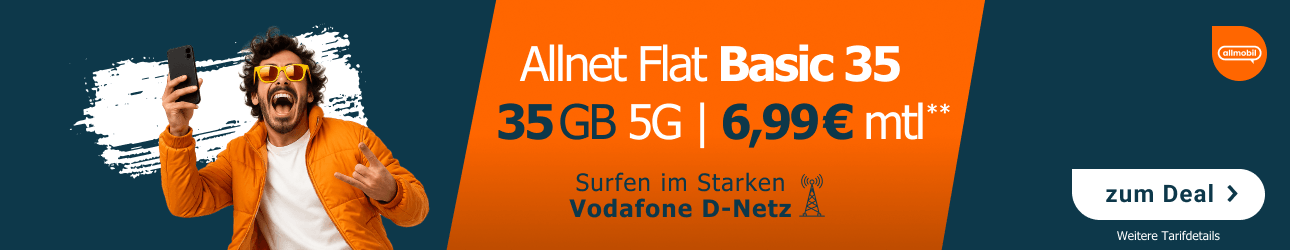 Allnet Flat Basic 35 GB - f�r 6,99 Euro im Monat.
