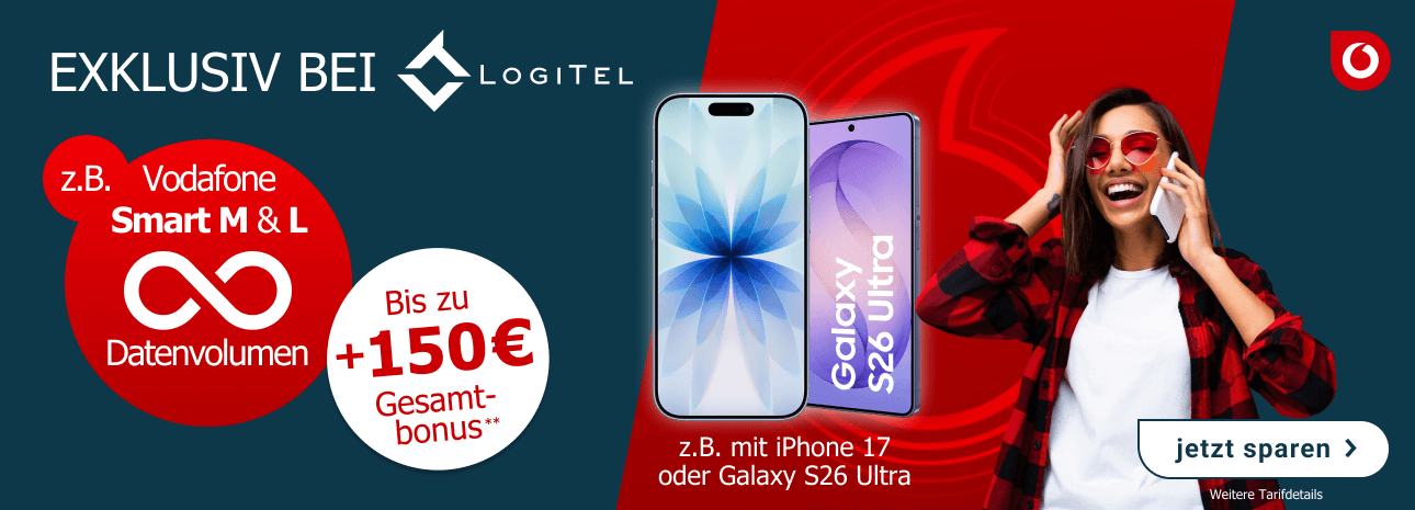 Jetzt unbegrenztem Datenvolumen auf den Smart M & L +150 � Gesamtbonus. Top Deals z.B. mit dem iPhone 17 oder Samsung Galaxy S26 Ultra.