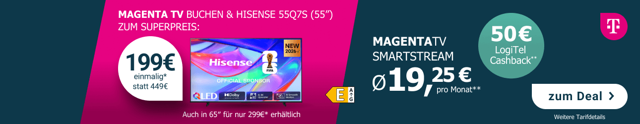Alle Spiele der Fu�ball-Weltmeisterschaft sehen und kein Tor verpassen � mit MagentaTV SmartStream schon f�r durchschnittlich 19,25 � im Monat, inklusive 50 � LogiTel Cashback!  