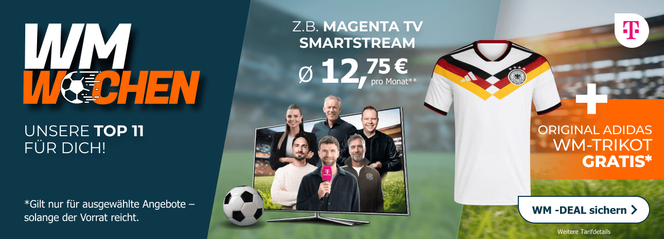 Entdecke jetzt die WM-Wochen bei LogiTel und sichere Dir spannende Angebote wie MagentaTV mit gratis* Adidas-WM-Trikot oder die Nintendo Switch 2 mit EA Sports FC26 zum Vorteilspreis. 