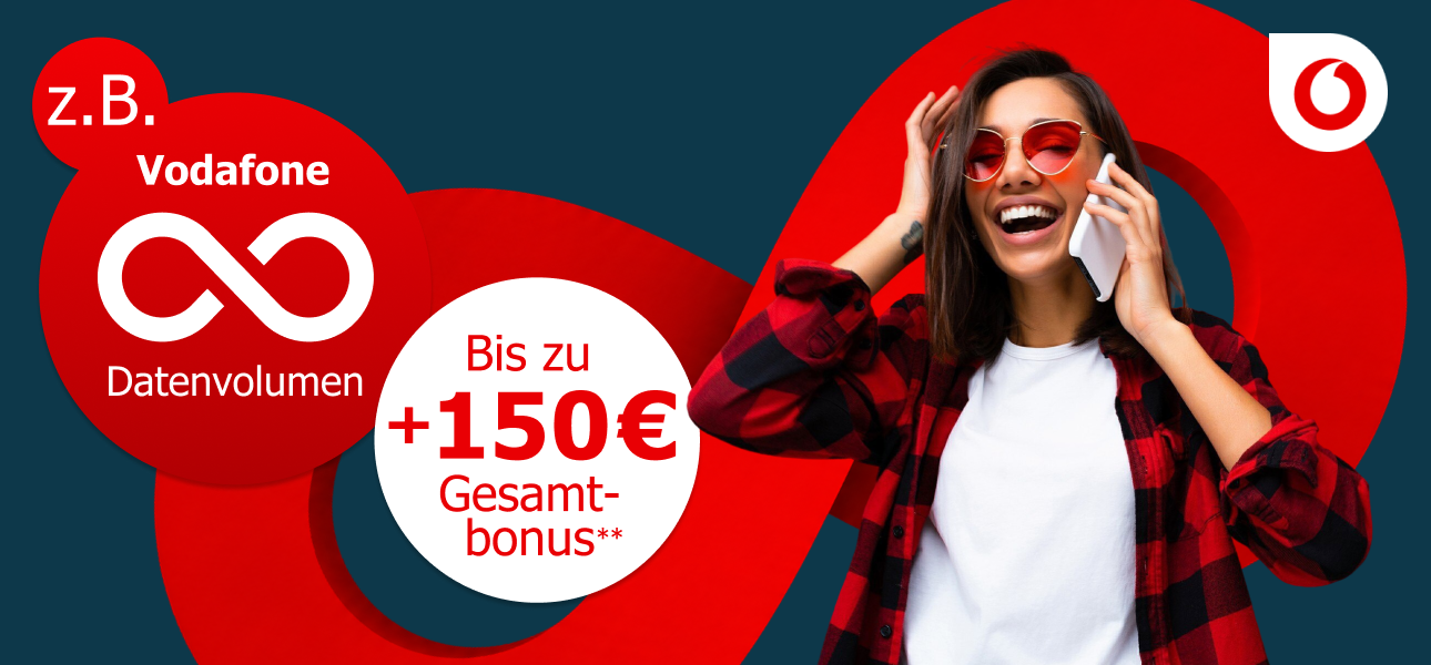 Unbegrenzte Daten im Vodafone Netzt auf den Smart M & L, mit bis zu 150� gesamt Bonus! 