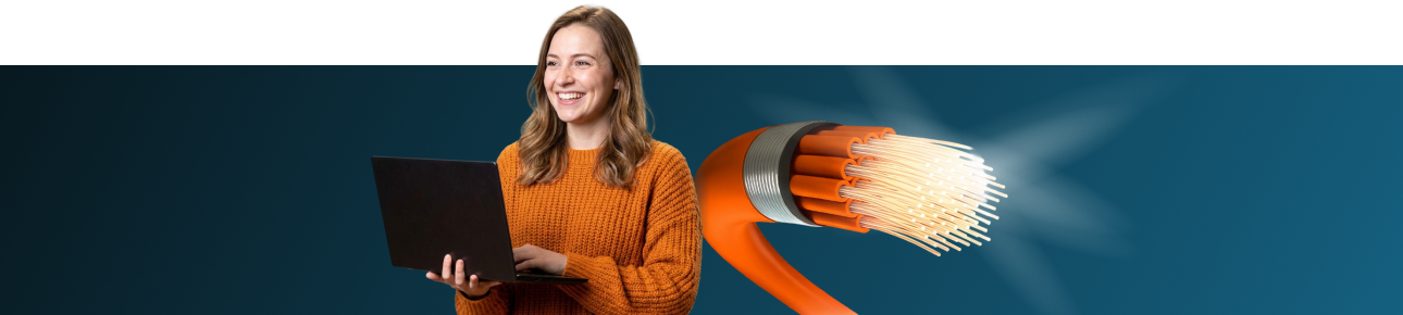 Frau mit Glasfaser
