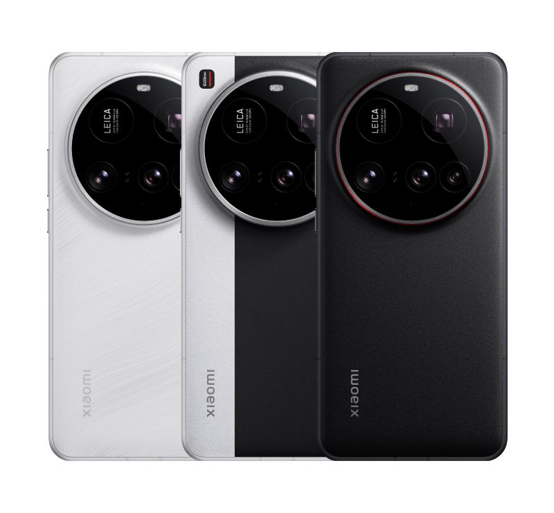 Xiaomi 15 Ultra in drei Farbvarianten, jeweils in der Rckansicht Silber, Schwarz-Silber und Schwarz