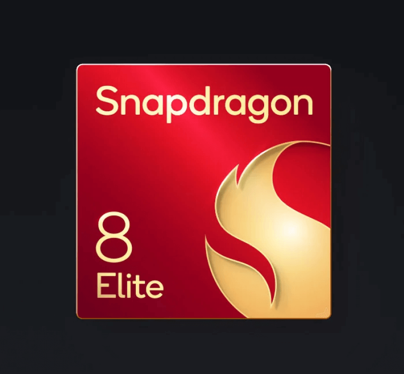 Der Prozessor vom Xiaomi 15 Ultra ist der Snapdragon 8 Elite, der hier namentlich als Text auf rotem Quadrat und schwarzem Hintergrund gezeigt wird