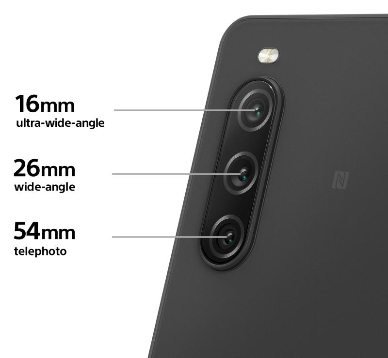 Das Sony Xperia 10 V besitzt eine Kamera mit drei unterschiedlichen Brennweiten.