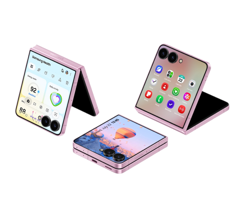 Galaxy Z Flip8 aufgeklappt von beiden Seiten
