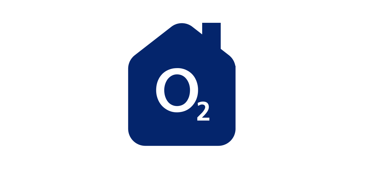 o two Logo in einem Haus das zu den o two my Home Tarifen führt